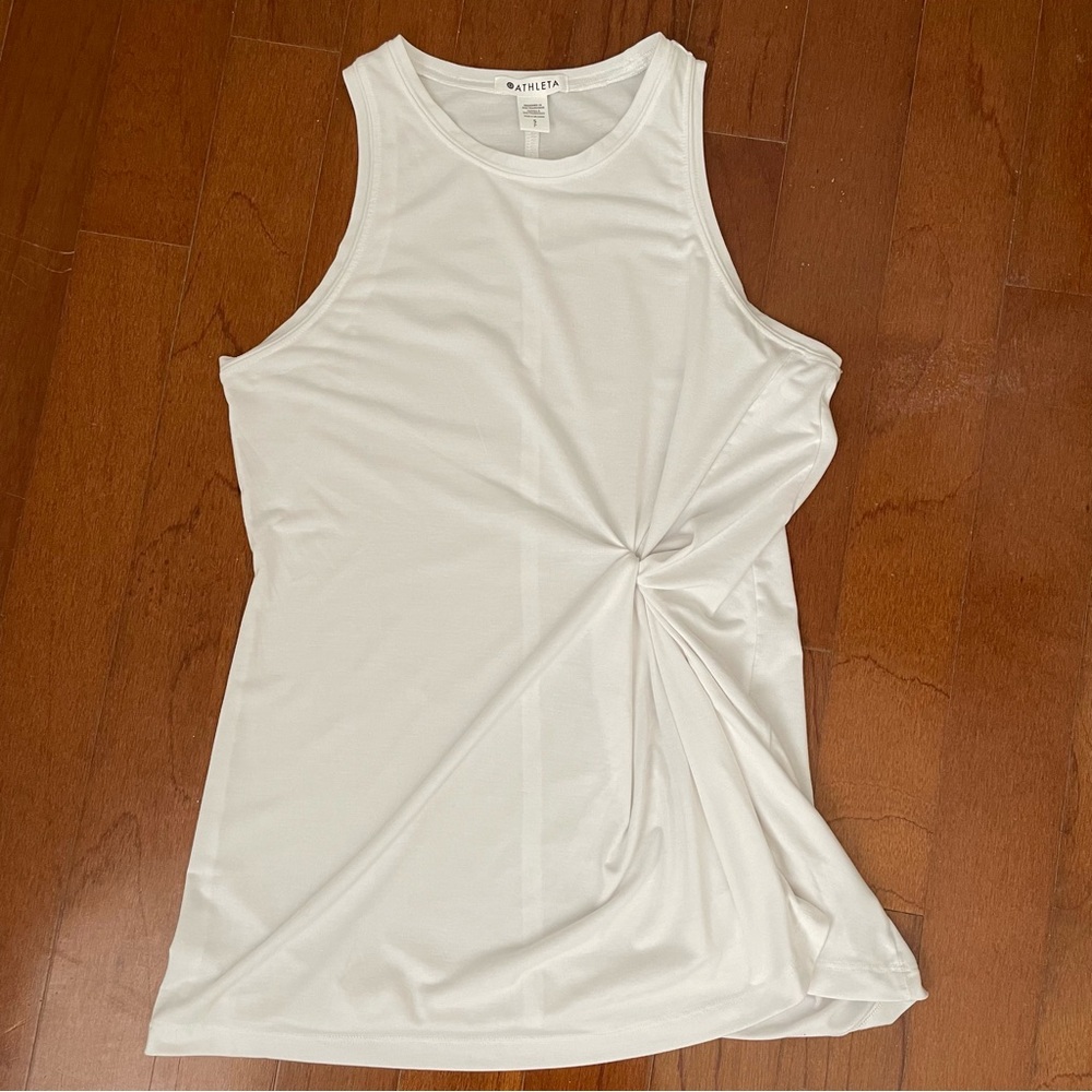 Athleta Womens Small White  Tank Top Cinched Side